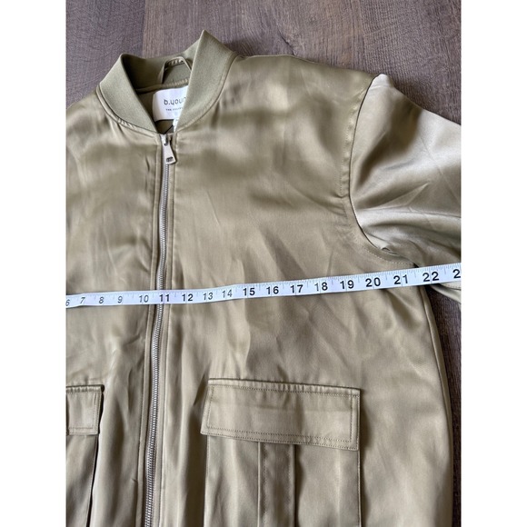 B.young Satin Bomber Jacket Womens 36 Olive Green Full Zip Pockets Lightweight - Picture 10 of 13